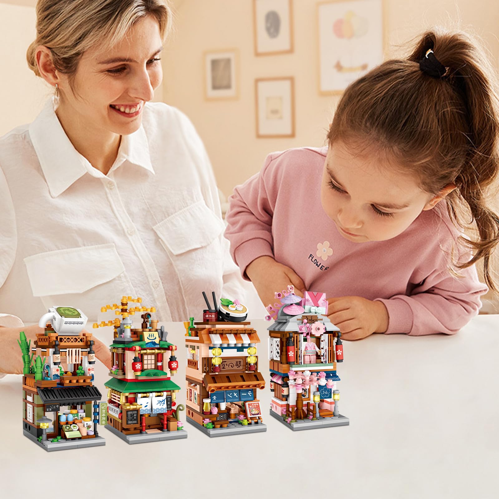 Japanese Street View Shop Building Blocks House Toy, 4 Models Mini